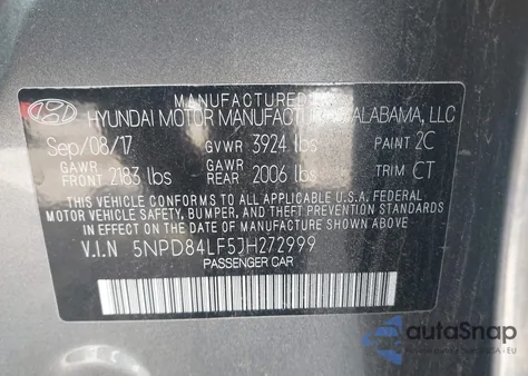 2018 Hyundai Elantra Value Edition z USA, uszkodzony, nr VIN 5NPD84LF5JH272999